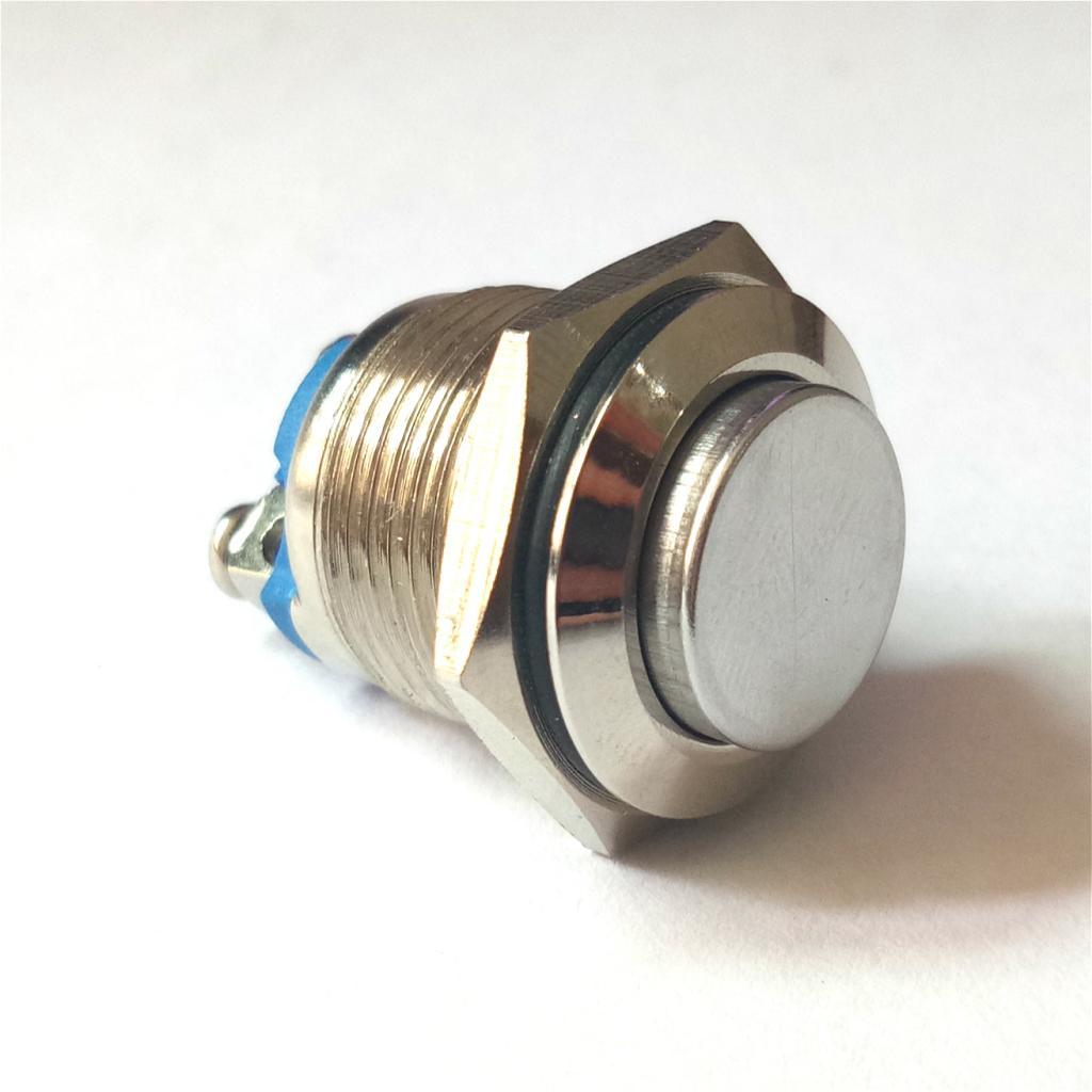 5 Pieces 16mm High Round Metal Push Button Switch Momentary Reset Silver
