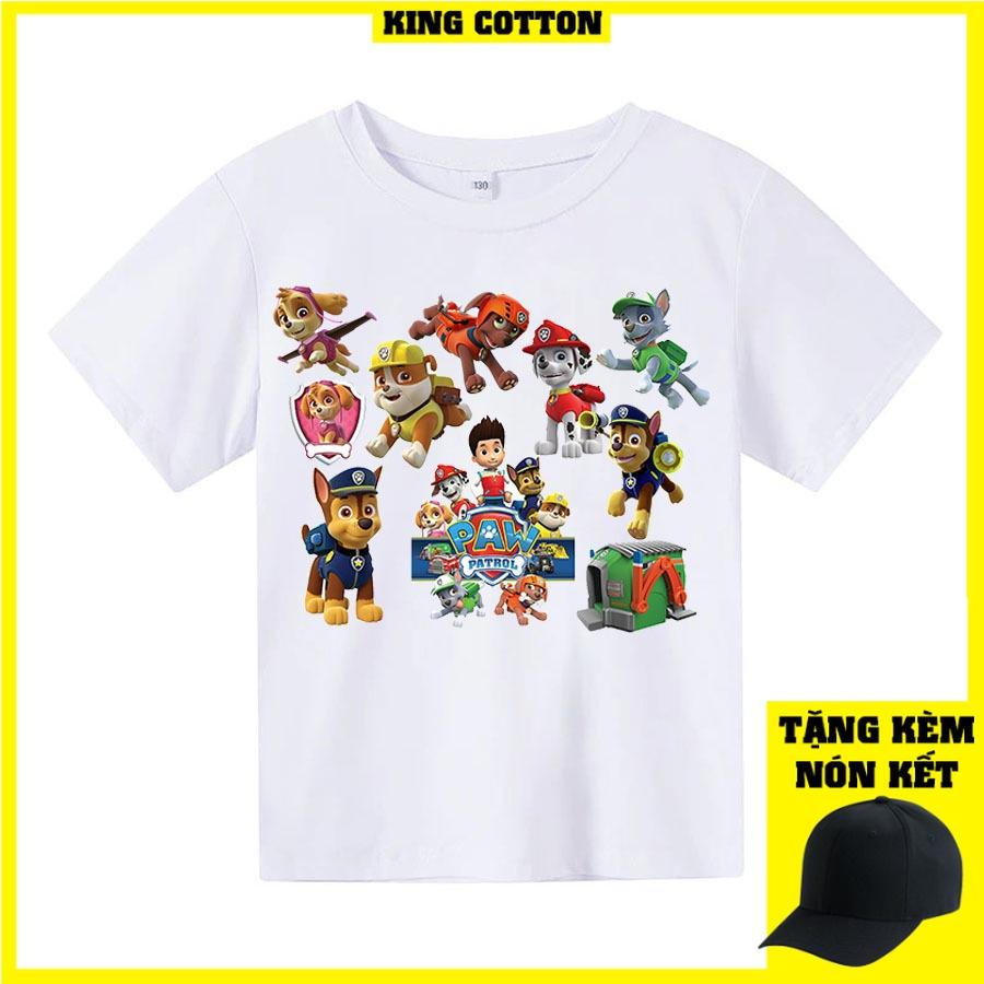 Áo thun trẻ em gia đình chó paw 4 màu Có size người lớn, King Cotton