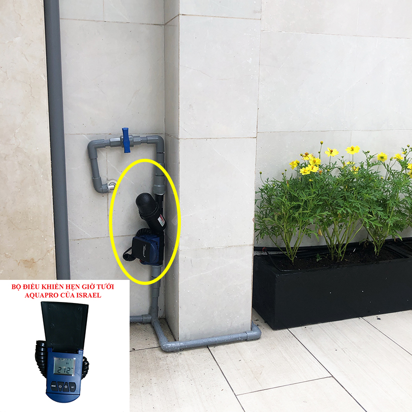 Bộ Hẹn Giờ Tưới Cây Tự Động nhập khẩu Israel dùng pin Hiệu Aquapro nhỏ gọn và tiết kiệm thời gian tưới hàng ngày