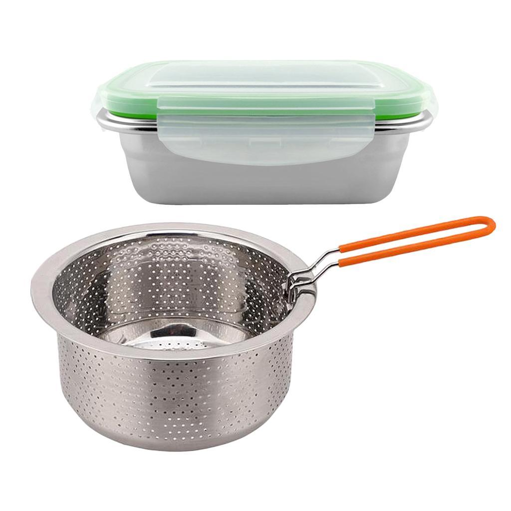 Food Preservation Box Meal Prep Containers 1800ml + Durable Steamer Basket