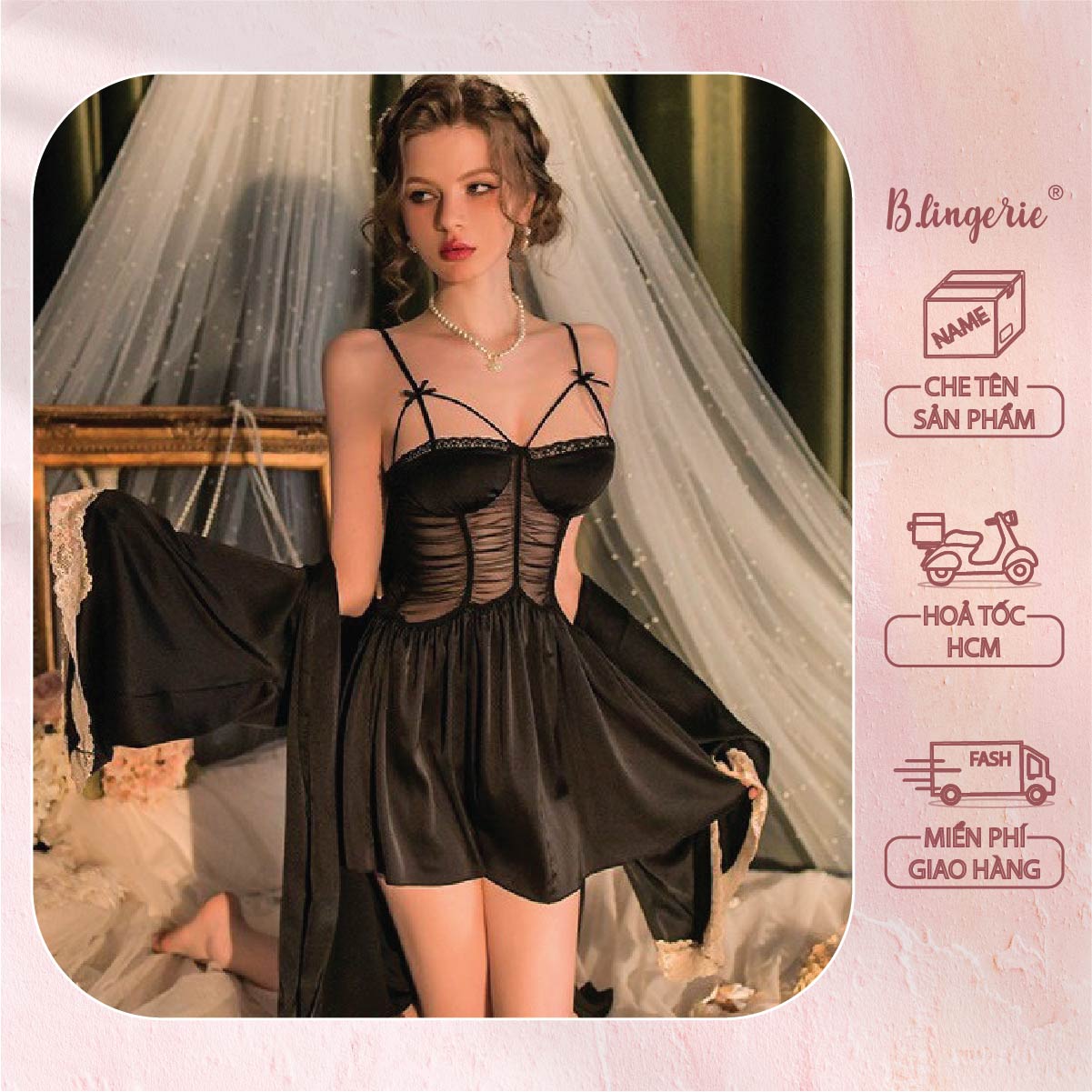 Váy Ngủ Cúp Hai Dây Gợi Cảm (Không kèm áo choàng) - B.Lingerie