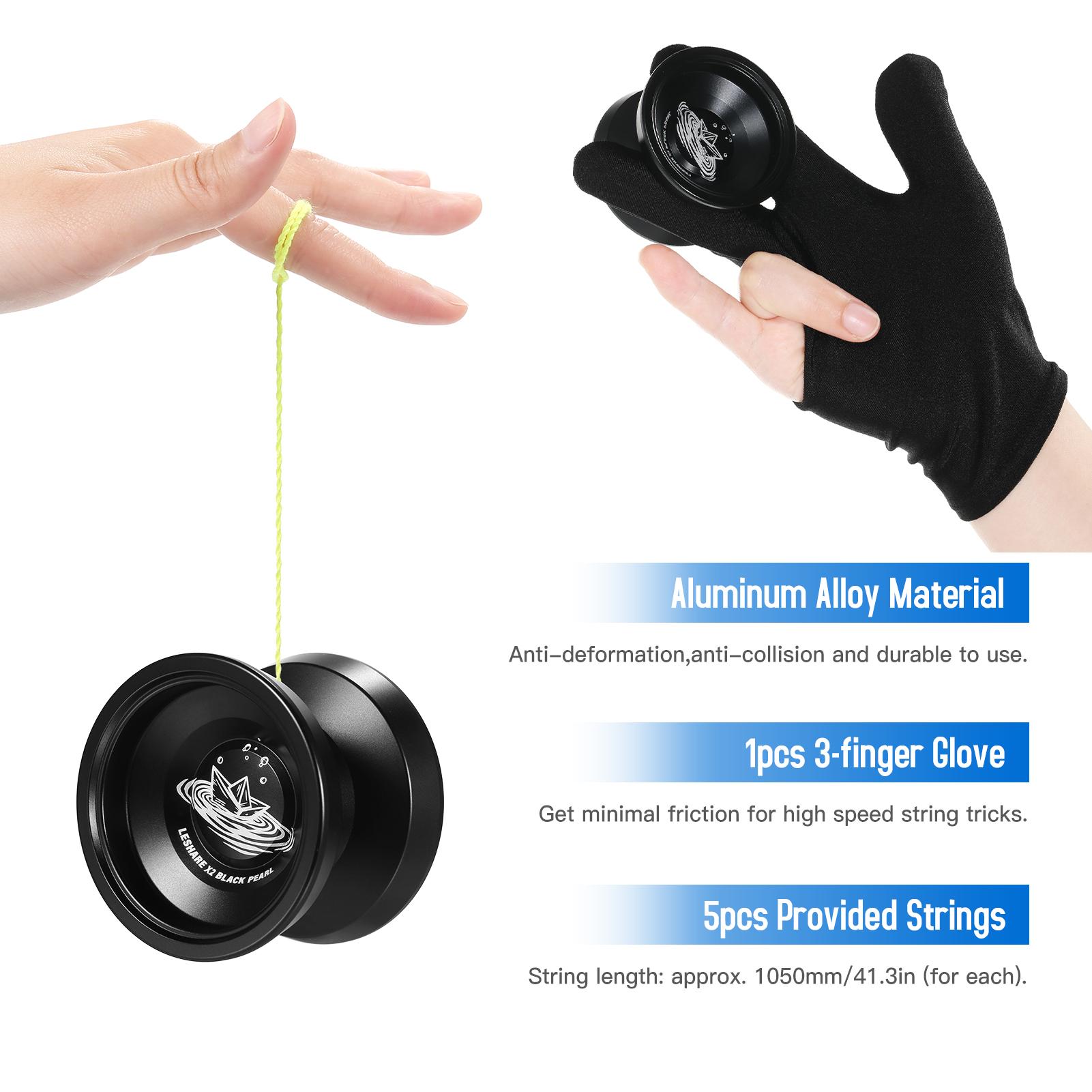 LESHARE X2 Aluminum Yoyo Ball Competitive Yo Yo Gift with Bearing Strings and Gloves