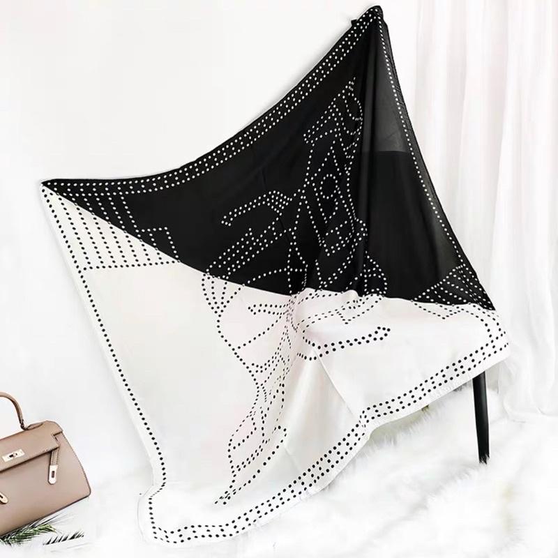 Khăn bandana lụa vuông choàng cổ thanh lịch che nắng size 108x108cm