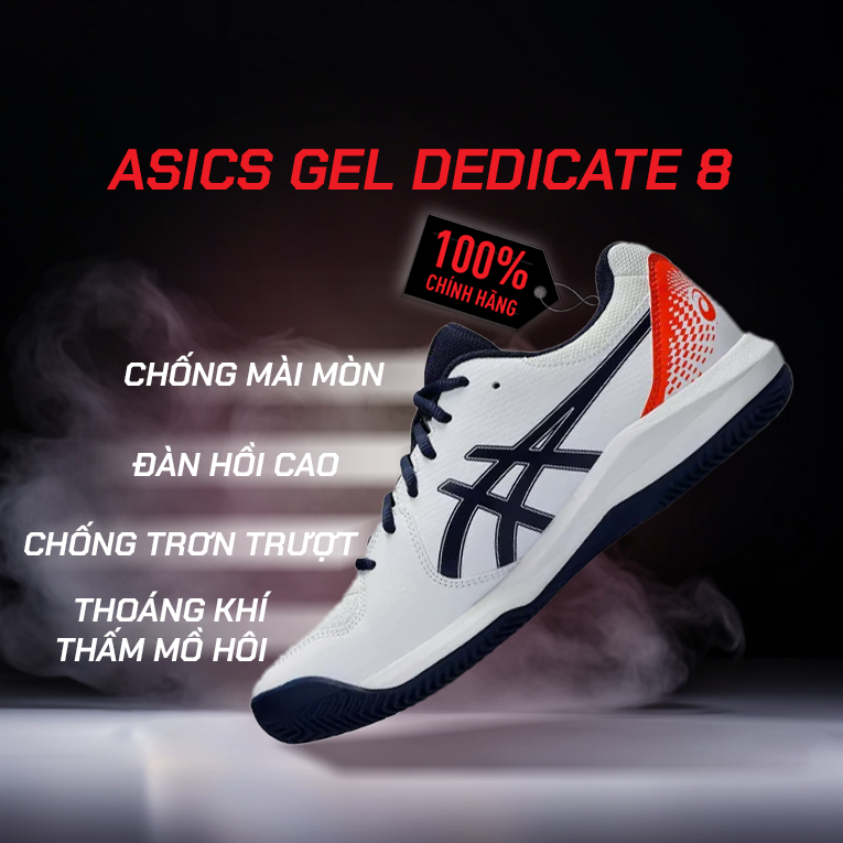 Giày Tennis/Pickleball ASICS Dedicate 8 Cao Cấp - Nhẹ Đế Bám Sân - Công Nghệ GEL Giảm Chấn - Thoáng Khí - Linh Hoạt