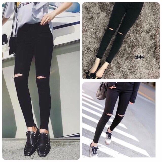 Jeans đen, skinny jeans cạp cao giãn nhiều