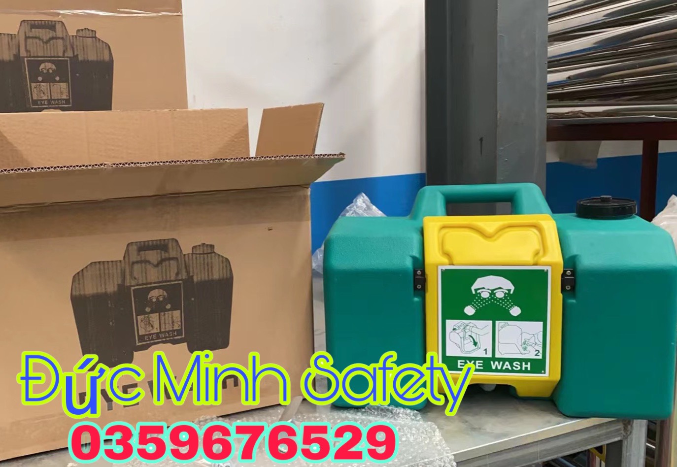 Bình rửa mắt khẩn cấp Haws 7501, rửa mắt khẩn cấp, rửa mắt di động, bồn rửa mắt treo tường.