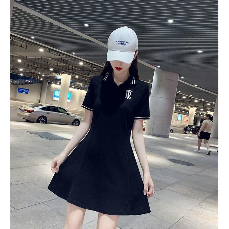 Đầm Polo Hàn Quốc Dáng Xòe RT Cộc Tay 2 Màu Siêu Xinh