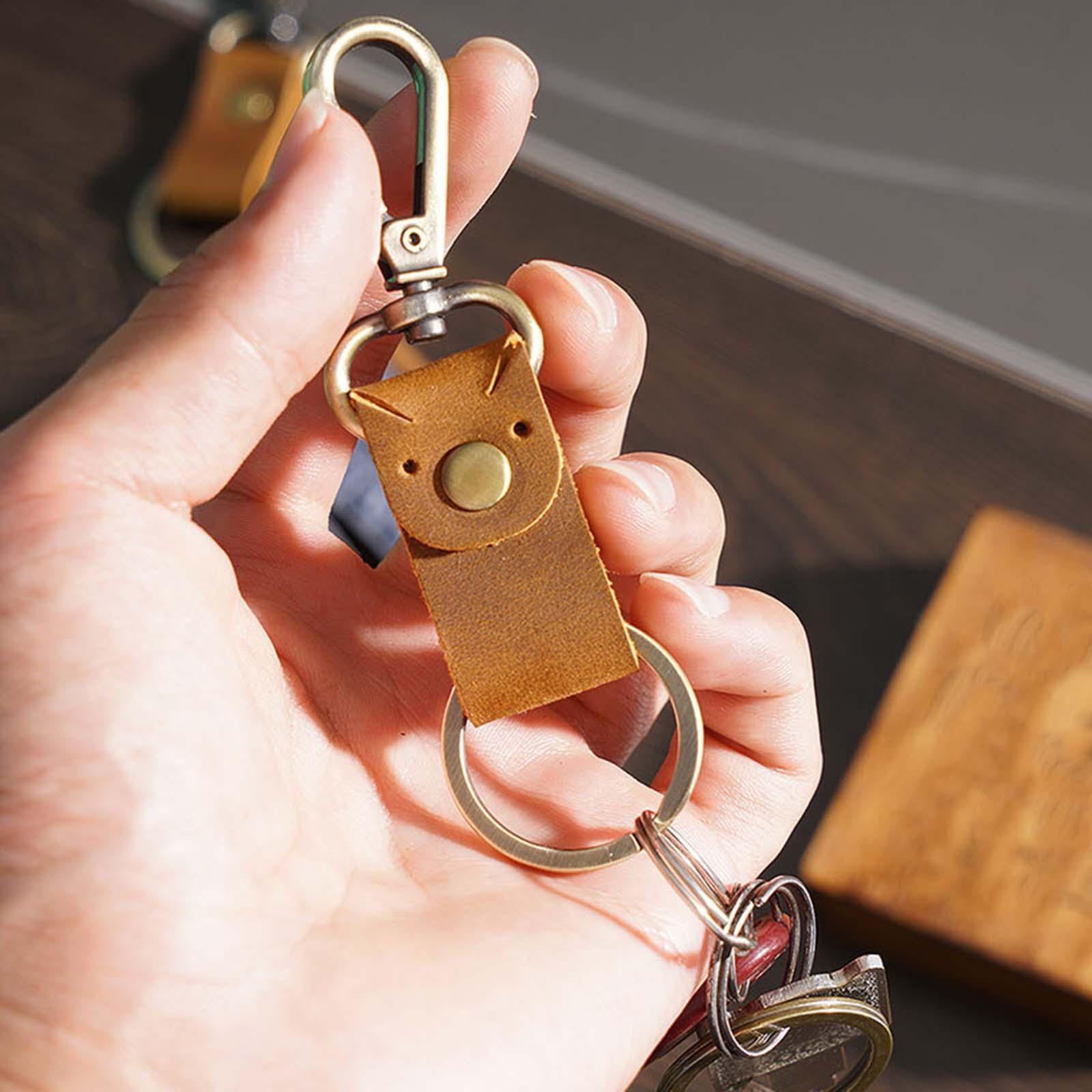 Leather Keychain Key Ring Unisex Business Key Chain Ring Fob