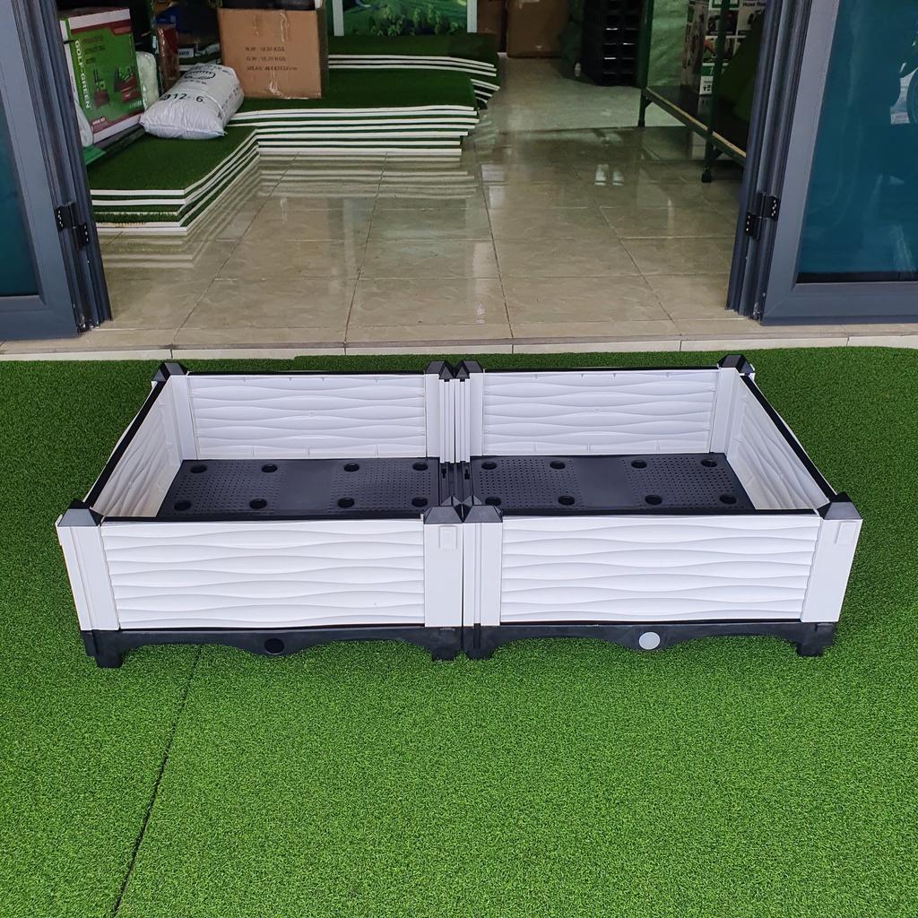 Chậu nhựa lắp ghép.Kích thước 50x100 cao 23 cm.Trồng rau, hoa, cây cảnh.Sang trọng - Thẩm mỹ - Bền hơn 10 năm.Bảo hành 1 năm toàn quốc