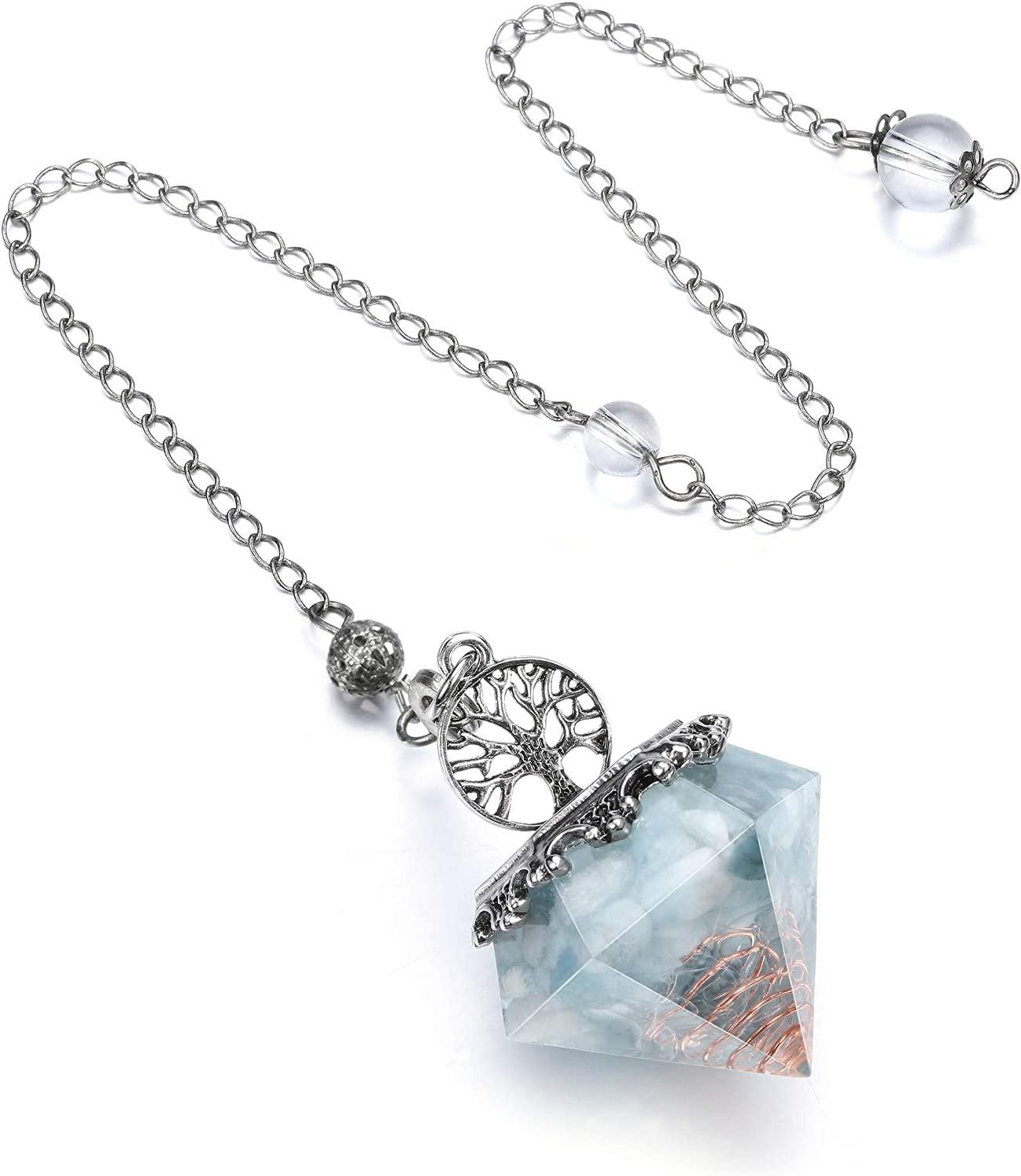 Resin aquamarine pha lê con lắc cho thiền định bói toán