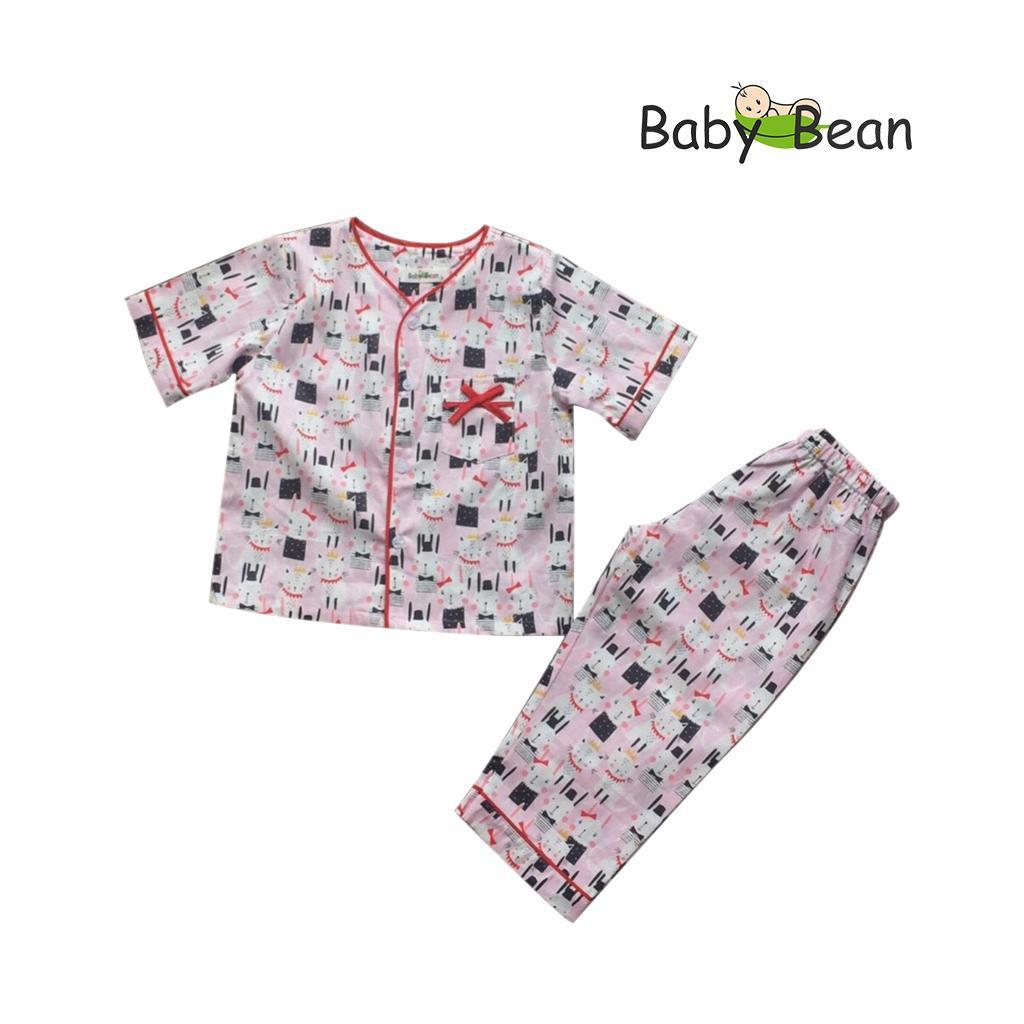 Đồ Bộ Pyjama cổ tim cho bé gái họa tiết cam Baby Bean