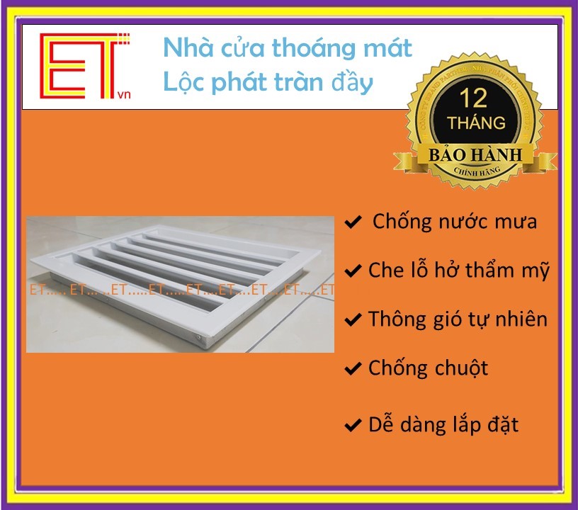 Chớp ô thoáng ngoài trời CHỐNG HẮT MƯA đa năng, chất liệu nhôm sơn tĩnh điện, siêu bền, không biến đổi màu,  cho quạt thông gió, lỗ thoáng, lam gió