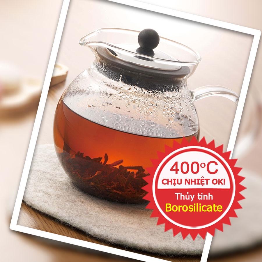 Bình trà thủy tinh cao cấp Iwaki dùng trong lò vi sóng
