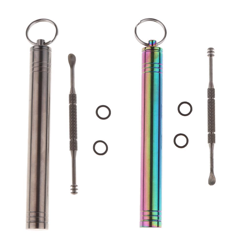 Pocket Titanium Alloy Camping Toothpick Box Ear Pick Holder with Ear Pick for Outdoor Activities