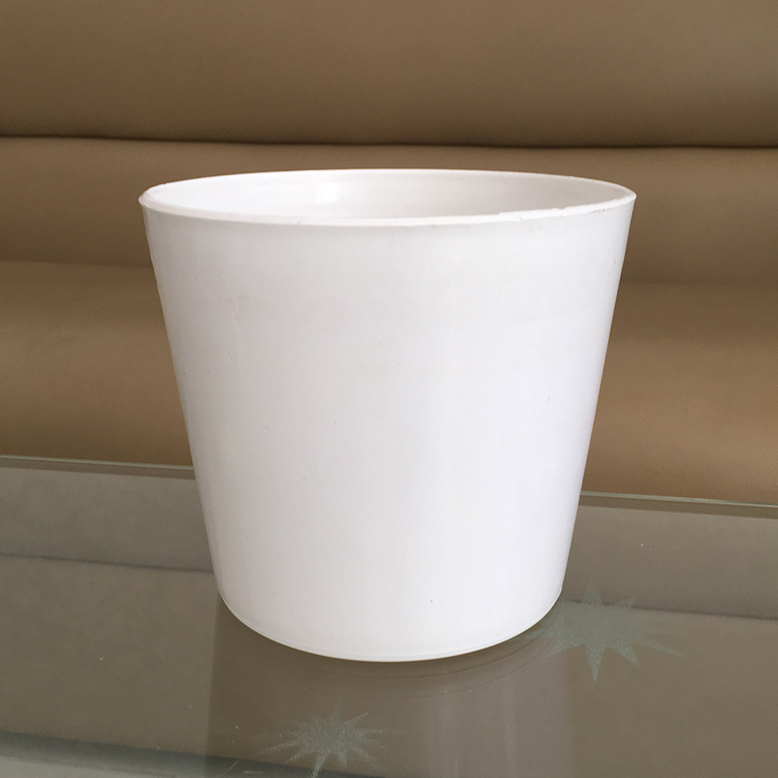 Bộ 10 chậu tròn trơn nhựa dày màu trắng 14x13x11cm