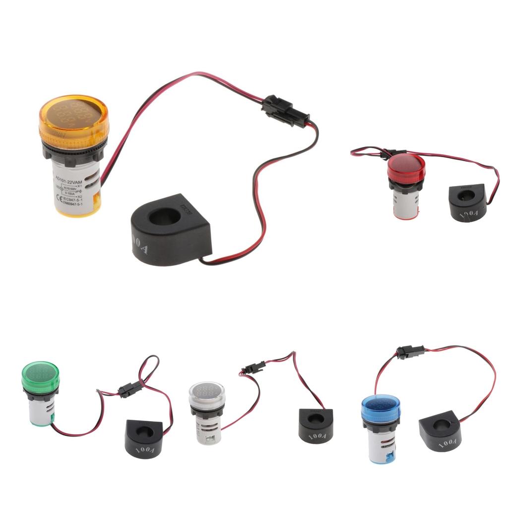 1pc Round LED Digital Ampermeter Signal Current Indicator Voltage Amp AC