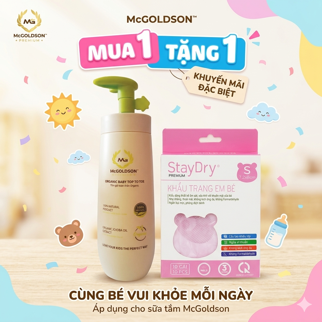 Tắm gội toàn thân Organic Mcgoldson tặng khẩu trang