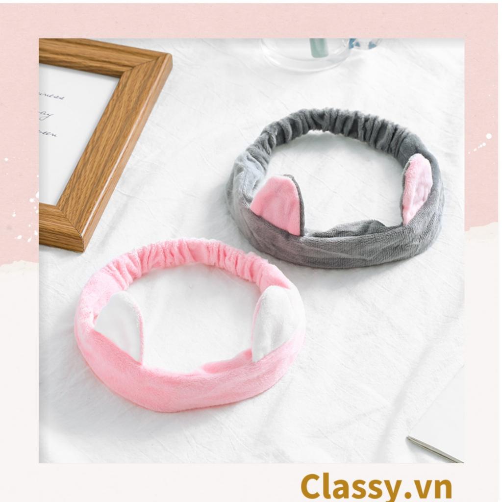 Băng Đô bờm tóc hình Tai Mèo Rửa Mặt Makeup Co Giãn Siêu Dễ Thương Classy 22 X 10 CM PK483