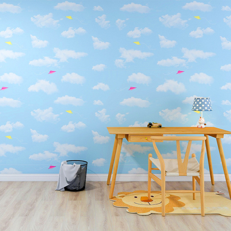 Cuộn 5m Decal Giấy Dán Tường Bầu trời xanh mây trắng