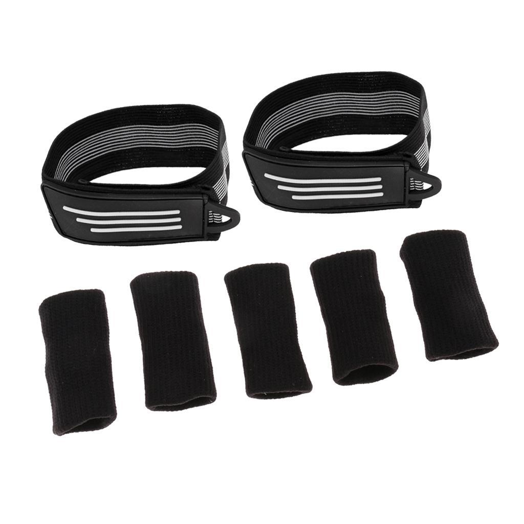 1 Pair Bike Bind Elastic Trousers Pants Band Leg Strap with Finger Protector