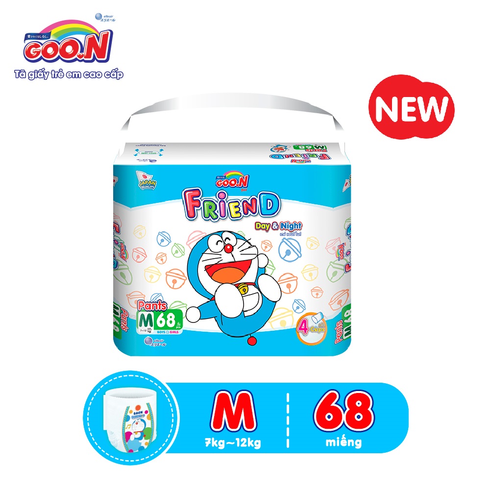 Tã quần Goon Friend Doremon mới gói siêu đại M68 (7kg ~ 12kg)