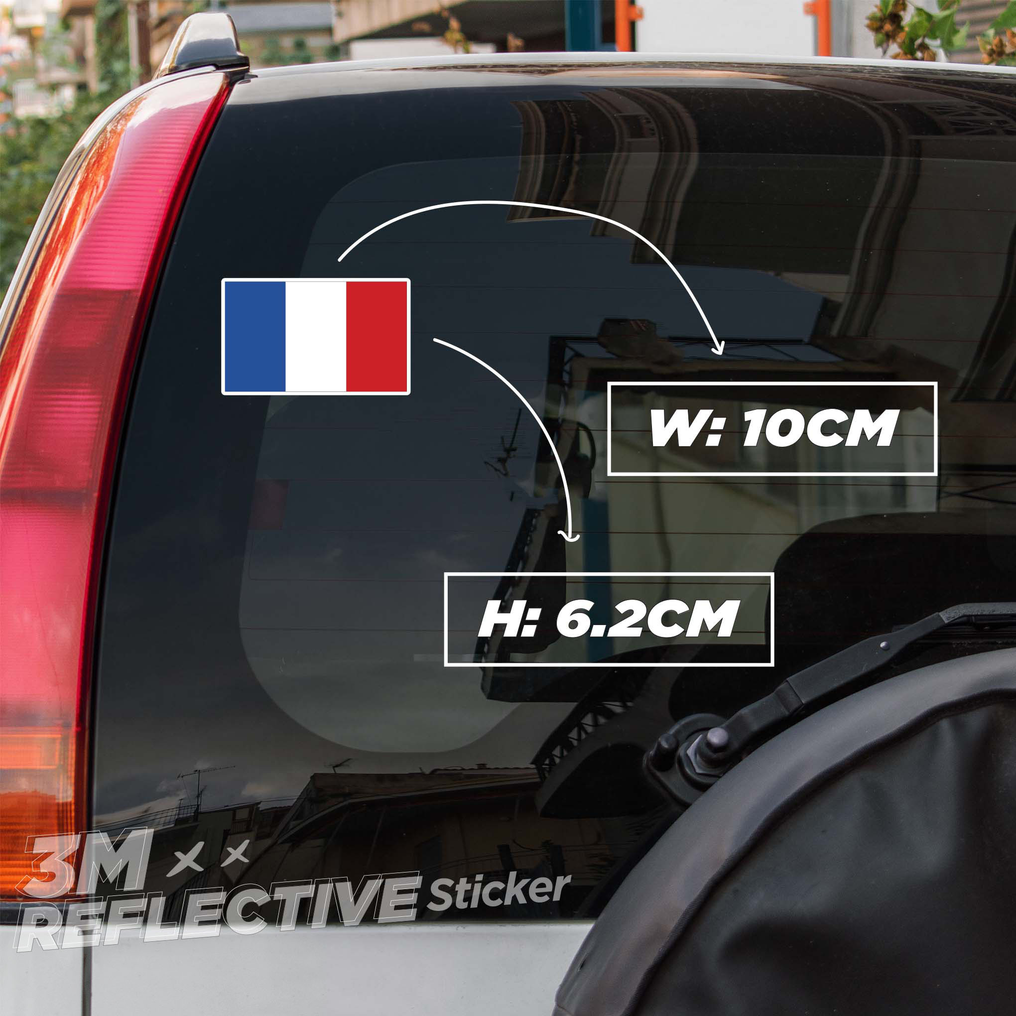 FRANCE FLAG 3M - Reflective Sticker Die - cut Hình dán phản quang thương hiệu STICKER FACTORY
