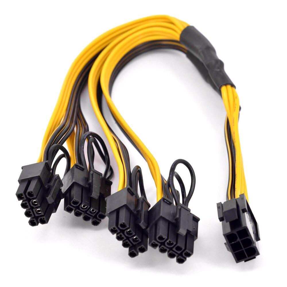 Dây Cáp Nguồn Pci-e 6Pin 1 Sang 4 Cổng 6 + 2 Pin 8pin Đến 6 Pin BTC