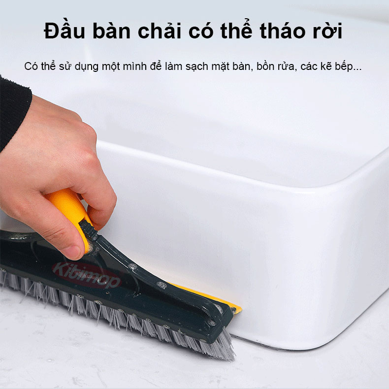 Cây chà sàn nhà tắm Kitimop-Z4 chổi cọ sàn và gạt nước đa năng 2 trong 1, cọ sạch khe hẹp và góc tường