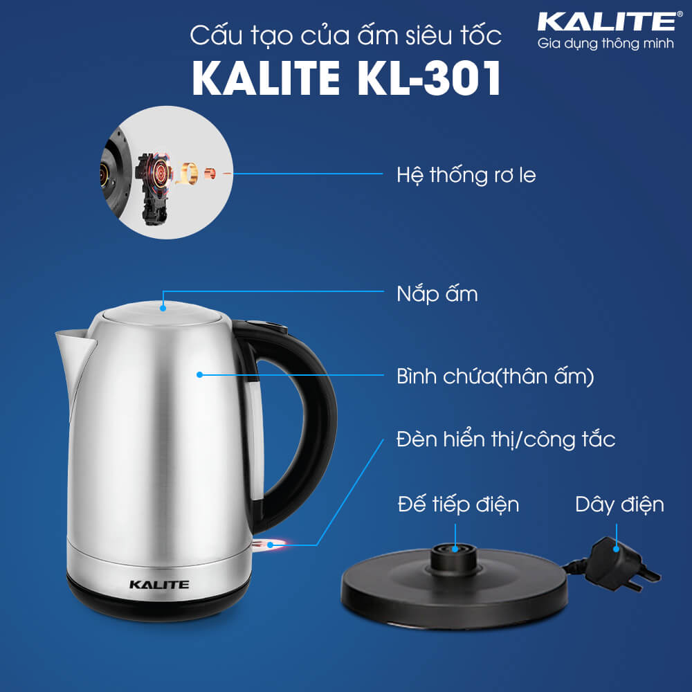 Ấm siêu tốc đa năng Kalite KL-301. Hàng chính hãng