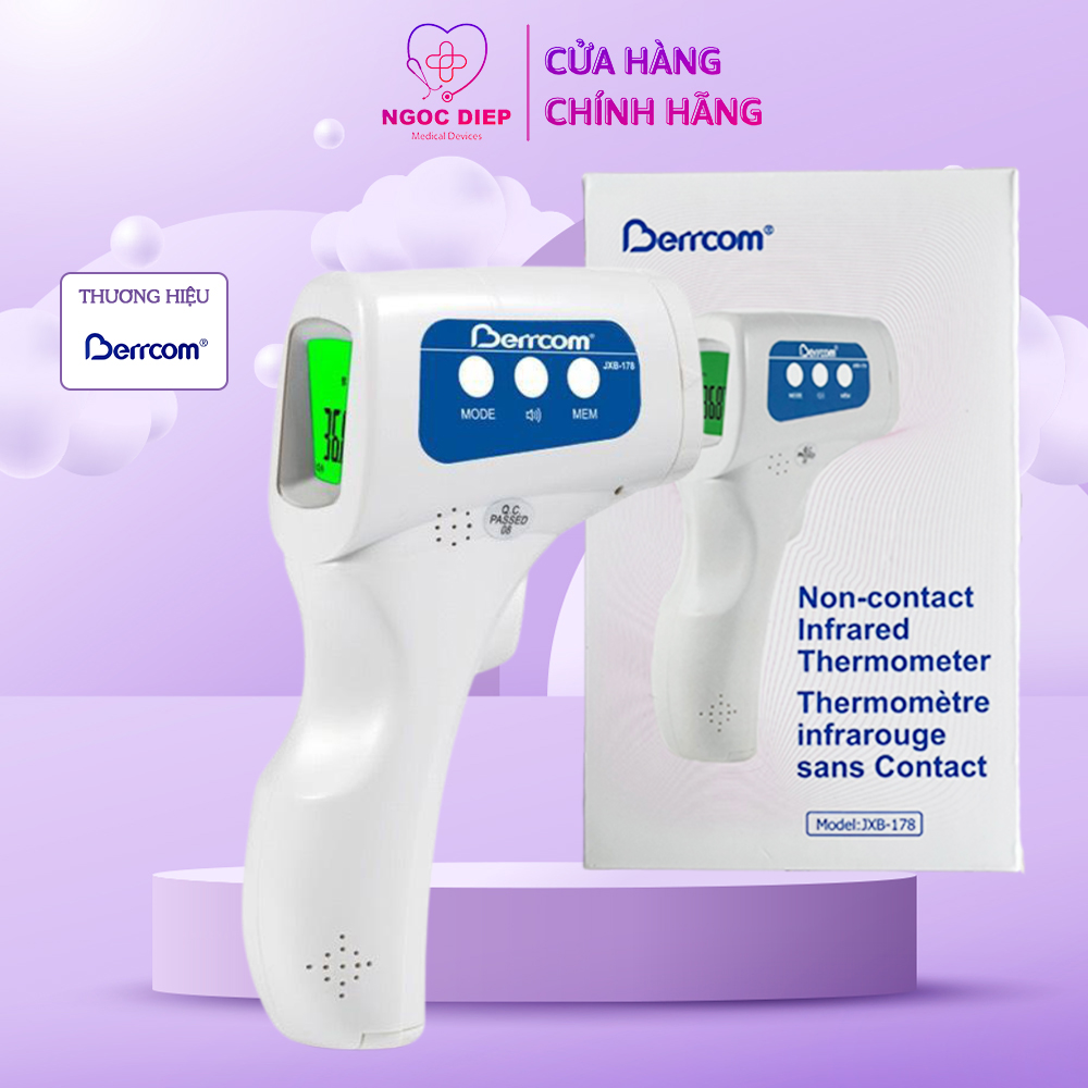 Nhiệt kế điện tử hồng ngoại BERRCOM JXB-178 - Máy đo thân nhiệt - Hàng chính hãng