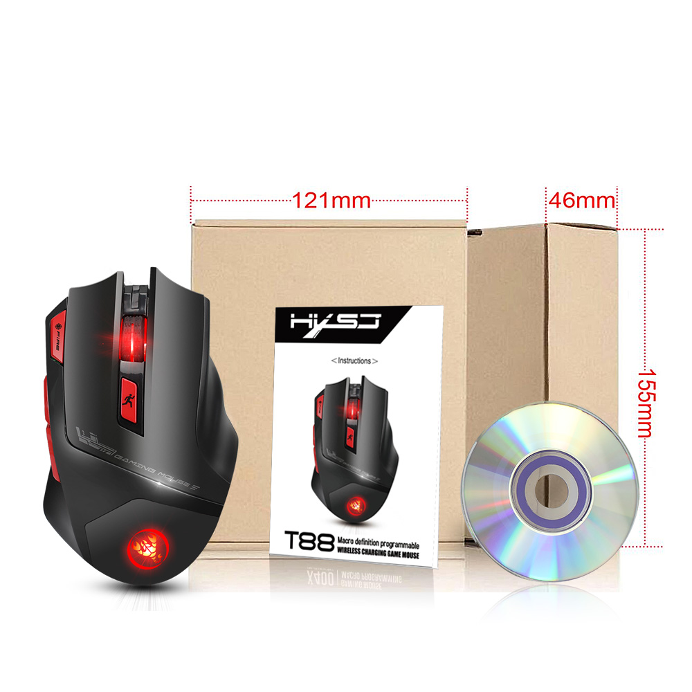 Chuột chơi game không dây HXSJ T88 có thể sạc lại có thể điều chỉnh 4800DPI quang học