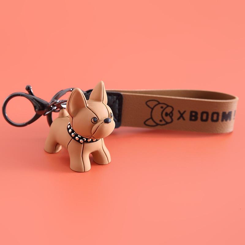 Móc khóa hình chú chó bulldog dễ thương, móc chìa khoá keychain hình cún