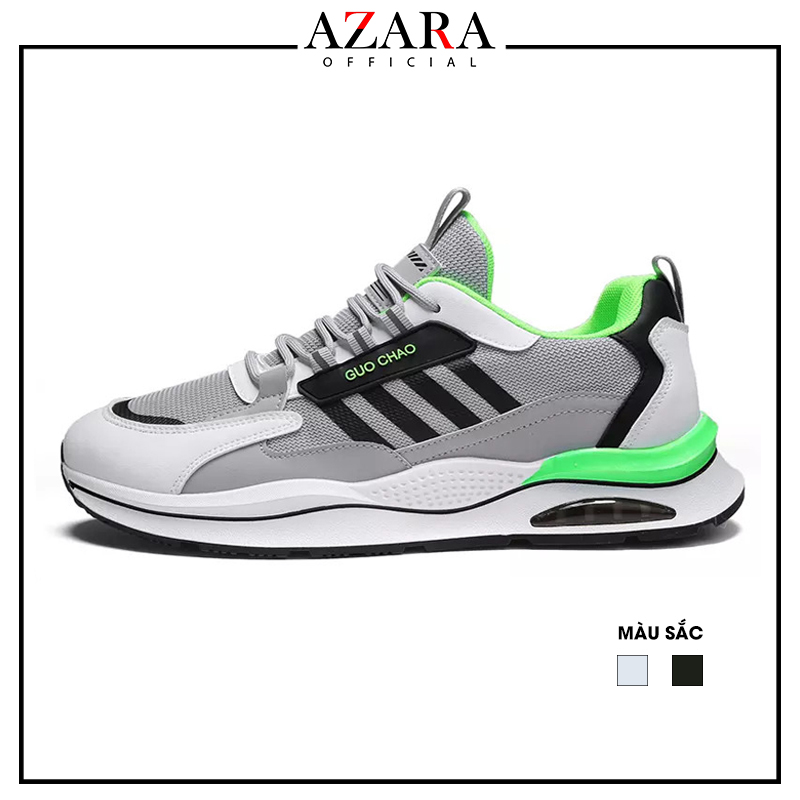 Giày Thể Thao Nam AZARA- Sneaker Màu Xám - Đen Viền Xám, Giày Thể Thao Đế Êm, Vải Thoáng, Dễ Phối Đồ - G5251