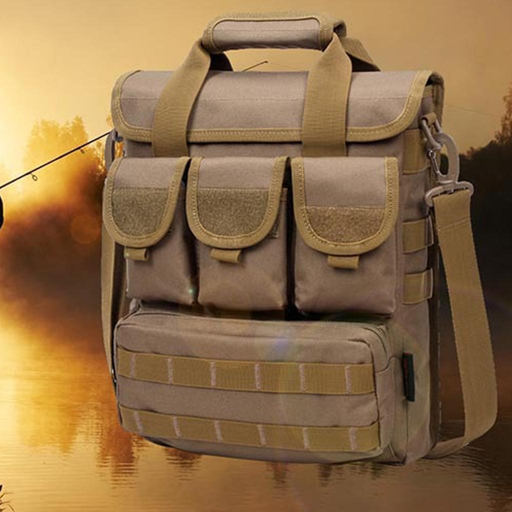 Outdoor Multifunctional Fishing Tackle Bag Water-Resistant Waist Shoulder Carry Storage Waist Pack Sling Bag Fishing Gear Storage for Fishing Hiking Climbing