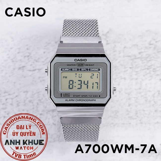 Đồng hồ unisex dây kim loại Casio Standard chính hãng A700WM-7ADF