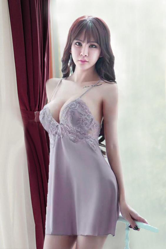 Hình ảnh Váy ngủ lụa phối ren sexy