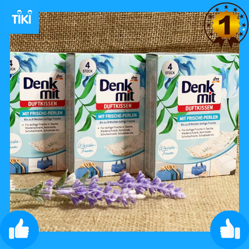 Set 4 gói túi thơm hương thiên nhiên DENKMIT, Textilerfrischer Duftkissen Wäsche-Traum, 4 St, Bỏ trong tủ quần áo tủ giày hay túi xách thơm đến 8 tuần trở lên