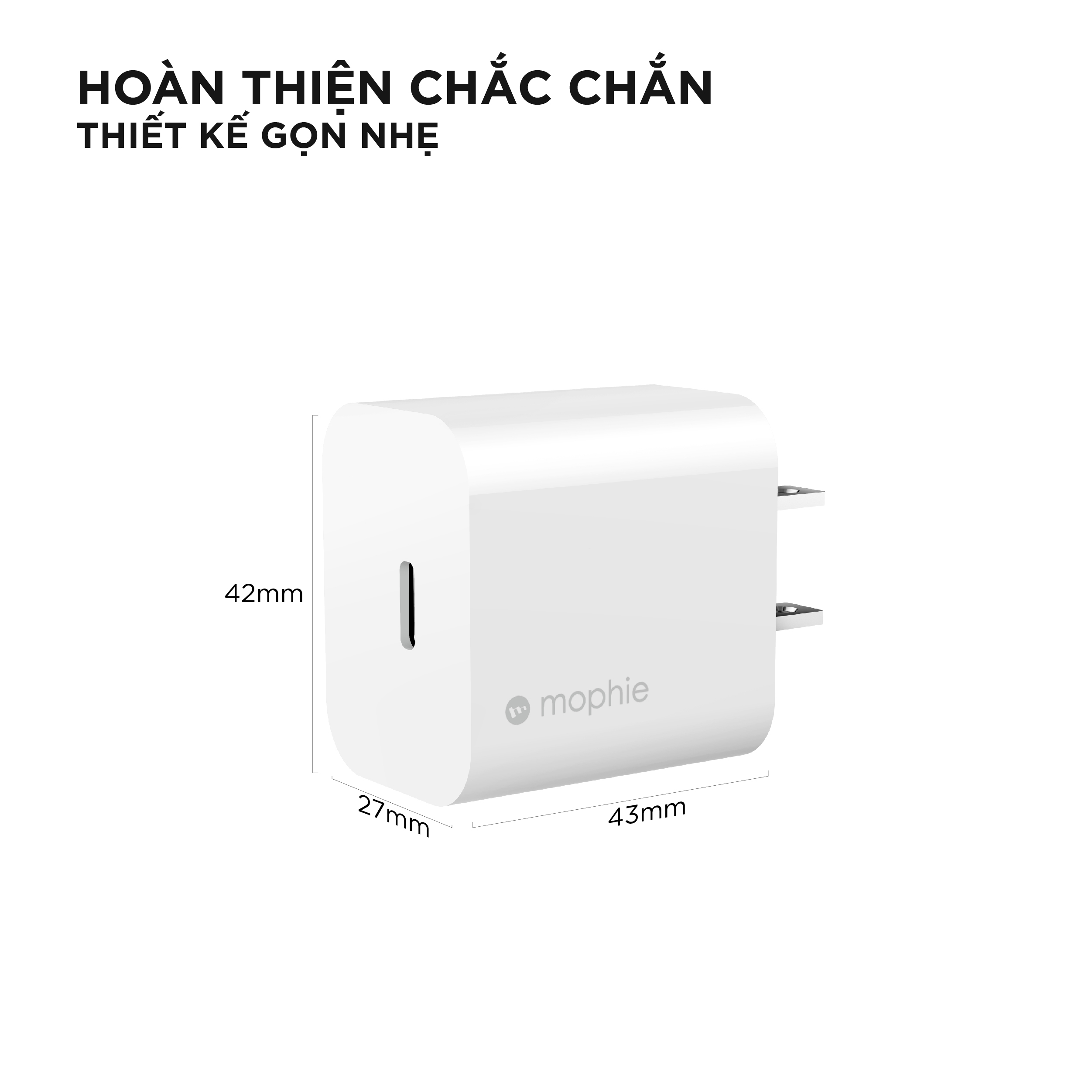 Sạc nhanh Mophie Power Delivery 30W USB-C GaN - Hàng chính hãng