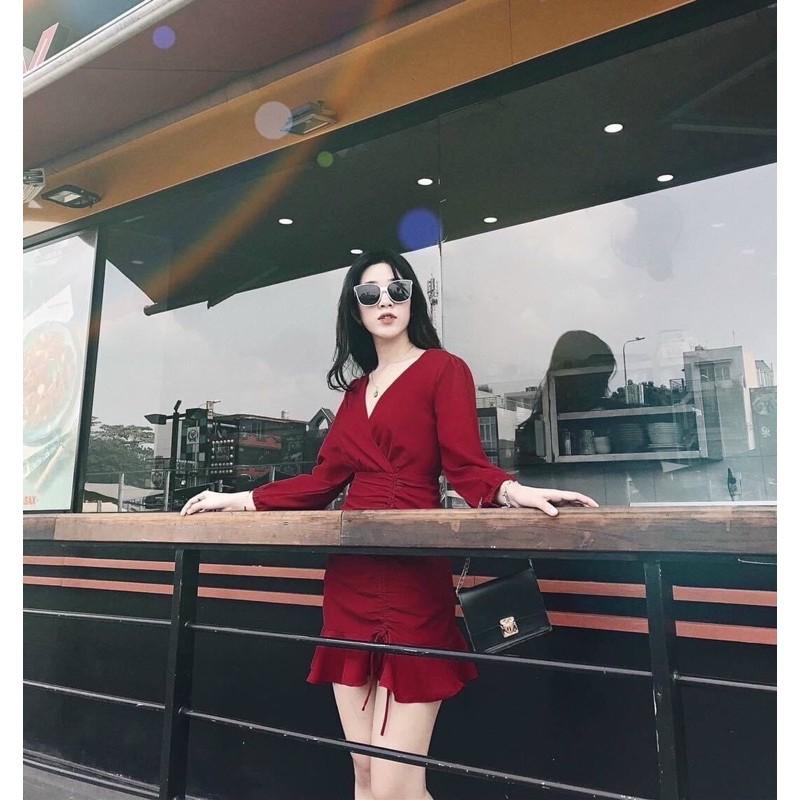 ĐẦM DÁNG XOÈ CỔ TIM ĐUÔI CÁ - VÁY TRẮNG ĐỎ - GD145