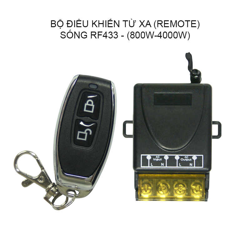 Bộ công tắc điều khiển từ xa 220V-20A, 800W-4000W sóng RF 433Mhz (Gồm tay remote và 01 bộ nhận)