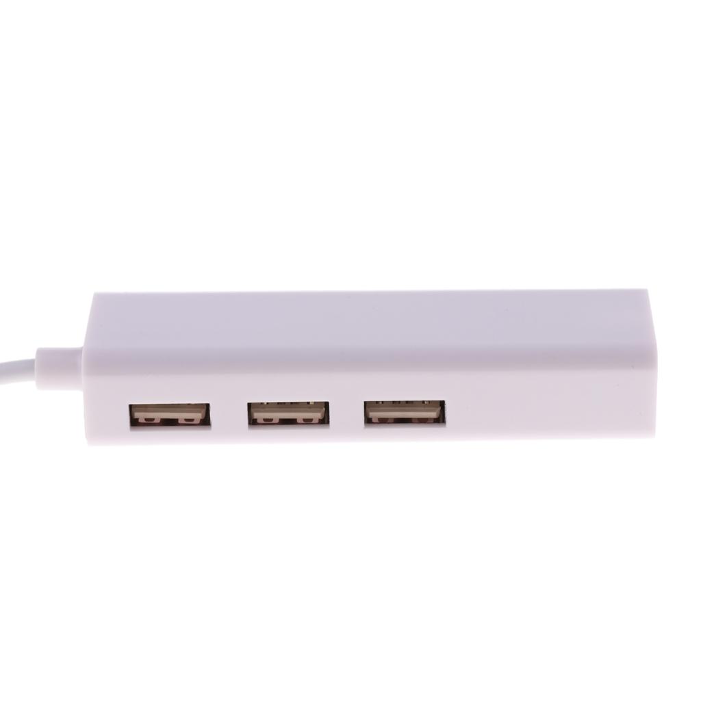 Type-c USB-C to 3Port USB Hub Fast Ethernet Lan Networking Adapter for PC