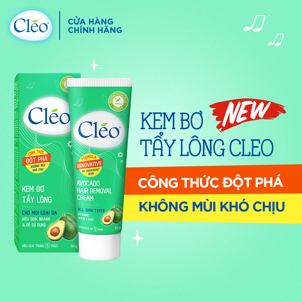 Kem Bơ Tẩy Lông Cléo 50g Hương Thơm Dễ Chịu Công Thức Đột Phá cho Mọi Loại Da kể cả Da Nhạy Cảm