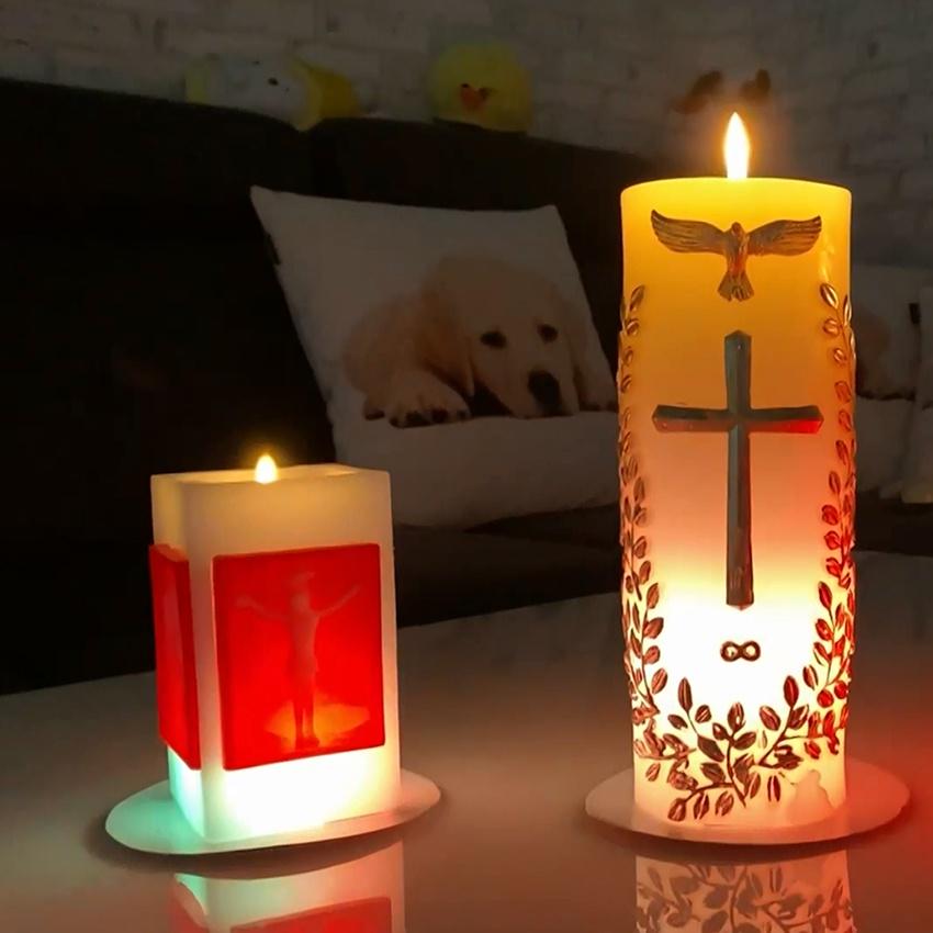 Trụ nến thánh giá công giáo - thánh giá có đèn led - đèn cầy công giáo - đèn cầy nhà thờ cao cấp candle shop