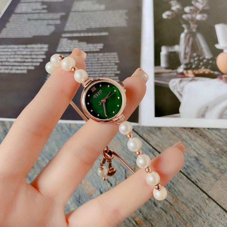 Đồng Hồ Nữ Chính Hãng Julius Cao Cấp Dây Ngọc Trai Chống Nước Kính Khoáng Đường Kính 22mm JA-1346D