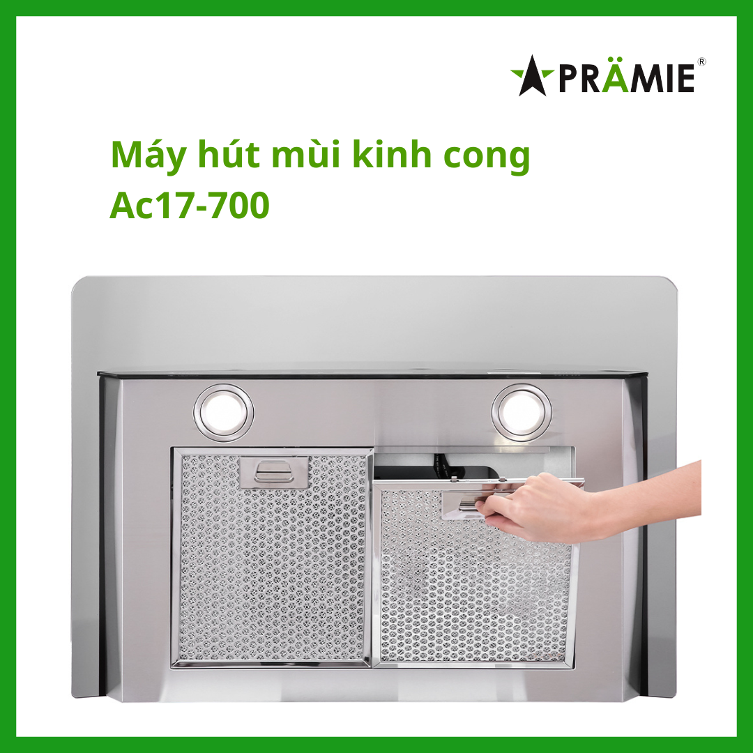 Máy hút mùi kính cong Pramie AC17-700_Vẫy tay_Hàng nhập khẩu Thái Lan