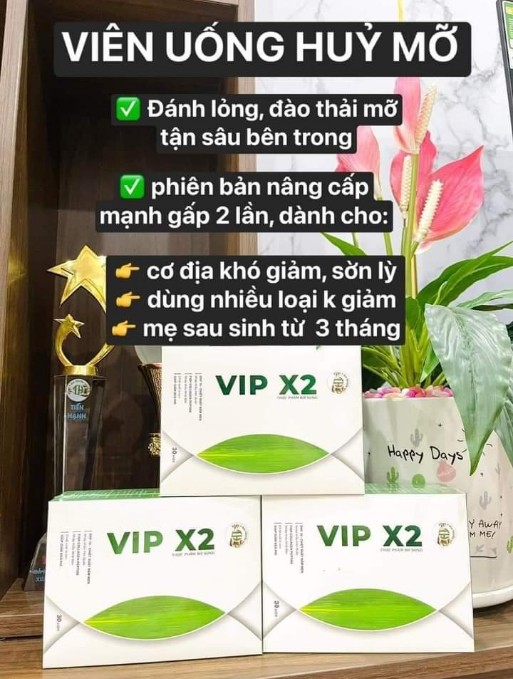 Giảm Cân Tiến Hạnh Vip X2 Mẫu Mới - Tặng Detox Khoá Cân Táo Xanh