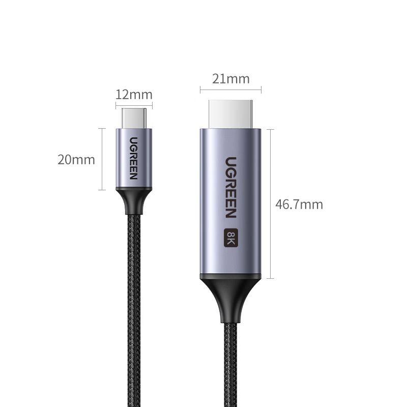 Ugreen UG90451CM565TK 1.5M 8K60Hz 4K144Hz Cáp chuyển USB-C sang HDMI 2.1 Màu Đen - HÀNG CHÍNH HÃNG