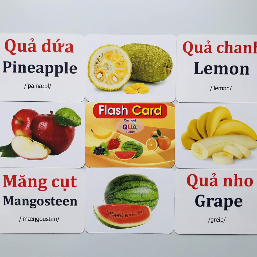 Thẻ Học Thông Minh Cho Bé, Bộ Thẻ Flashcard 19 Chủ Đề Với 256 Thẻ Khổ Lớn, Thẻ Học Song Ngữ Anh - Việt