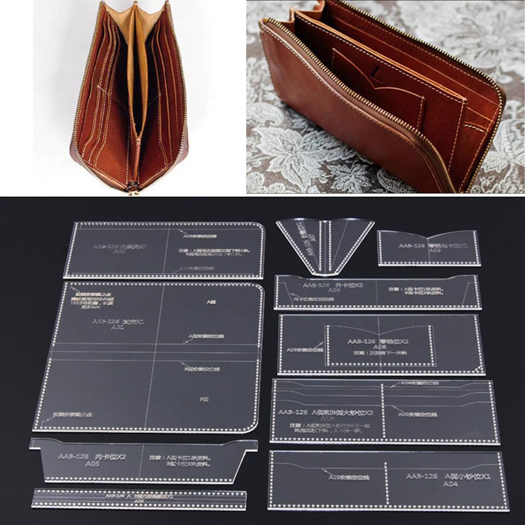 10pcs Acrylic Wallet Pattern Stencil Template Leather Crafts for Women Men