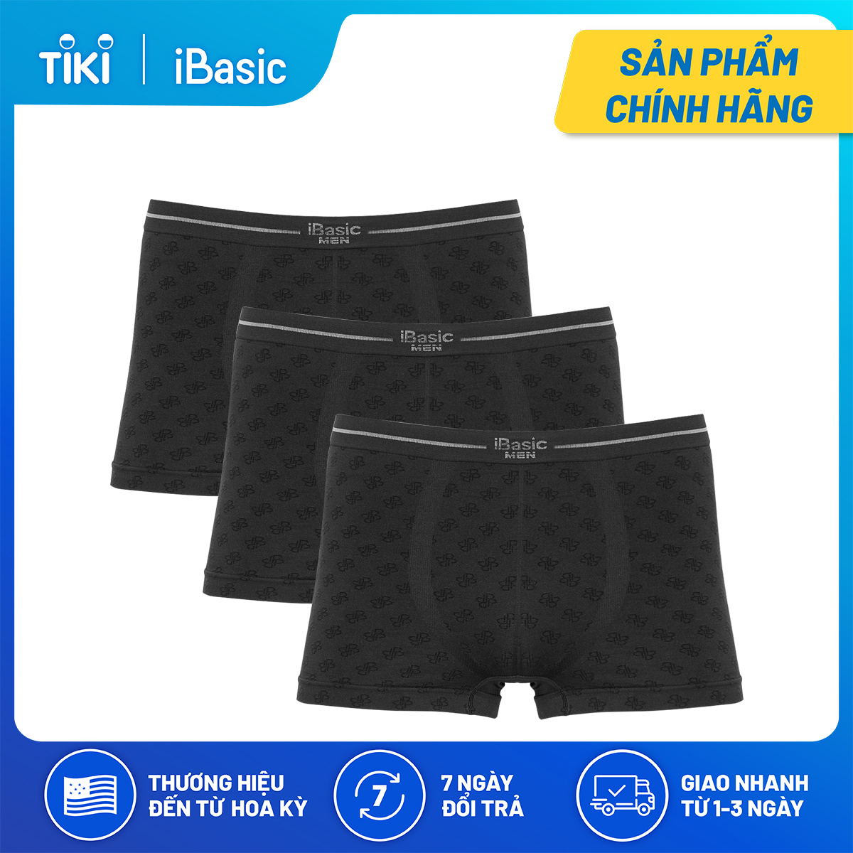 Combo 3 quần lót nam không đường may Trunk Seamless iBasic PANM095